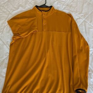 Men's Orange Button-Up Pullover